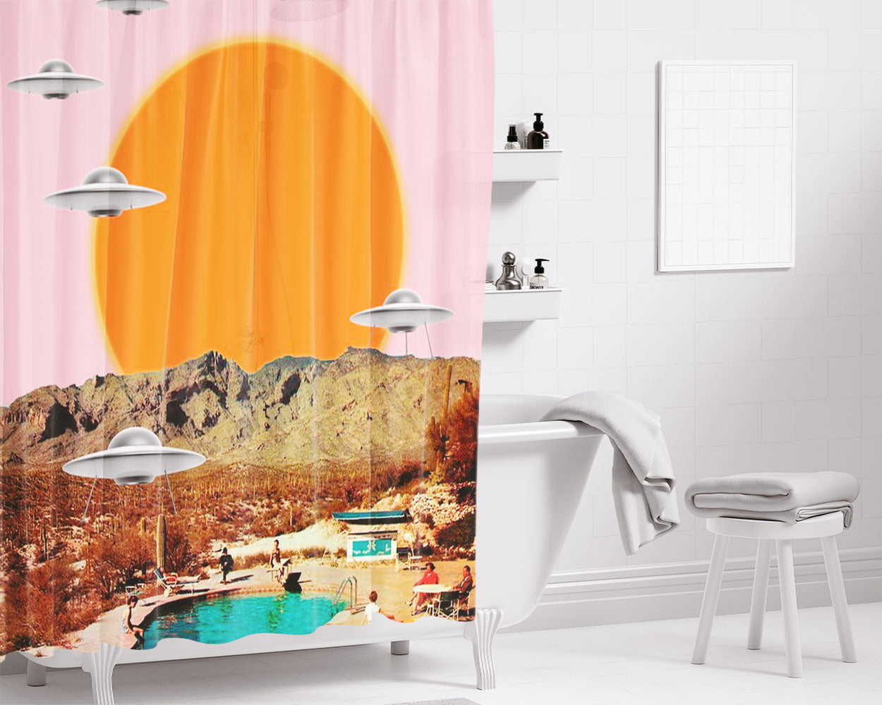 They'Ve Arrived Bathroom Shower Curtain Fabric Waterproof | 66 X 72 Inch