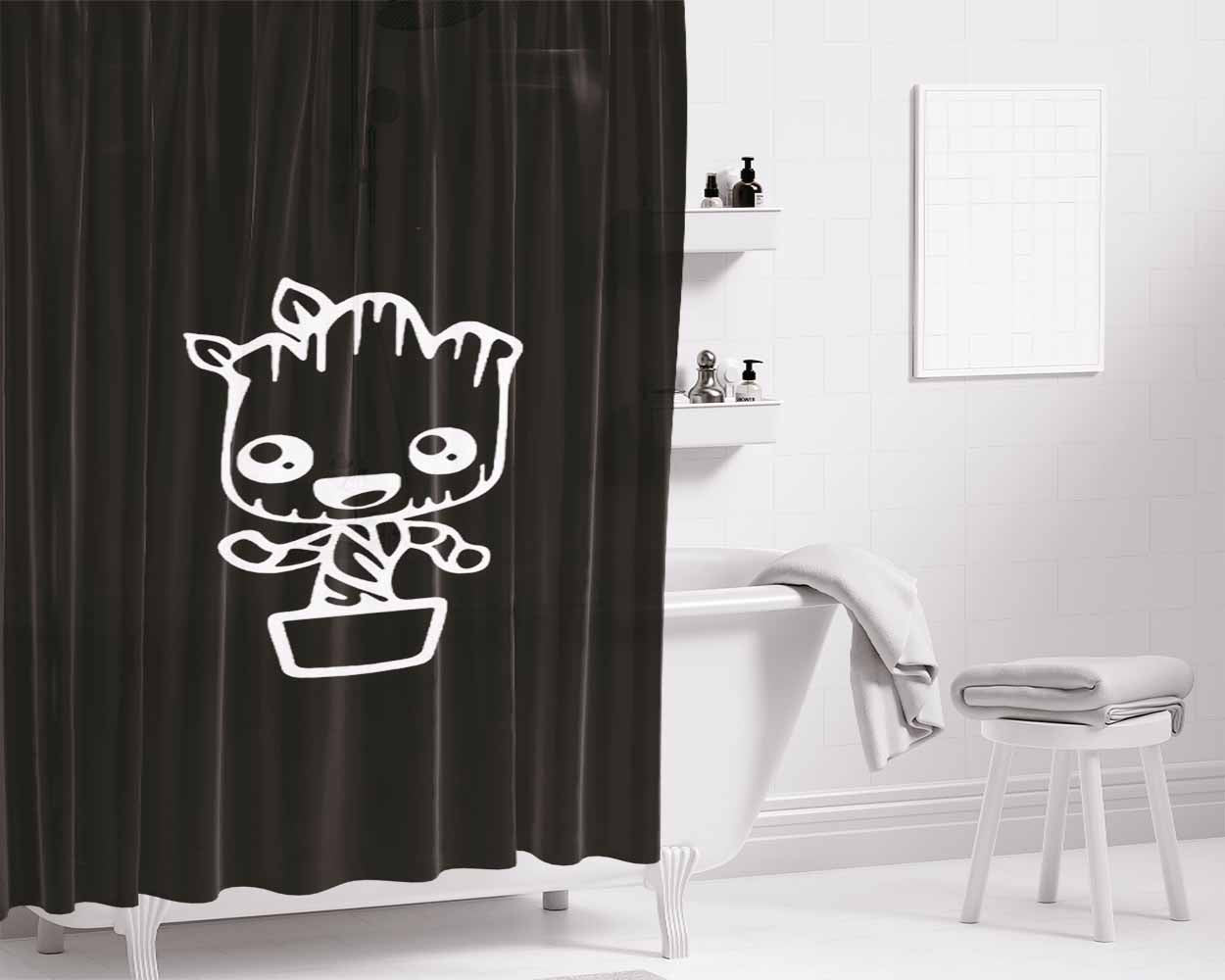 Baby Groot Marvel Guardians Of The Galaxy Fathers Day Gift Bathroom Shower Curtain Fabric Waterproof | 66 X 72 Inch