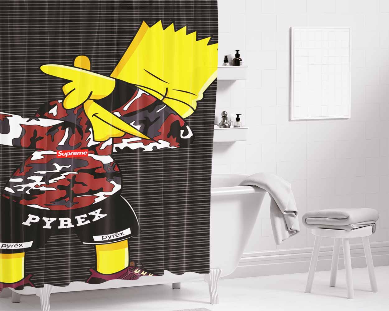 Bart Simpson Dab Supreme Bathroom Shower Curtain Fabric Waterproof | 66 X 72 Inch