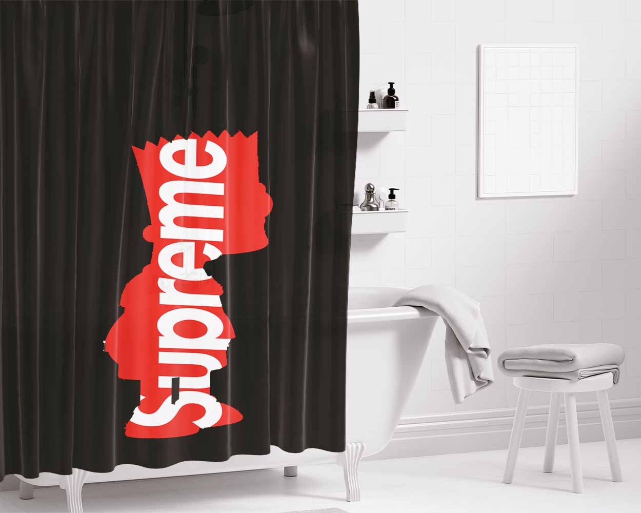 Bart Simpson Supreme 1 Bathroom Shower Curtain Fabric Waterproof | 66 X 72 Inch