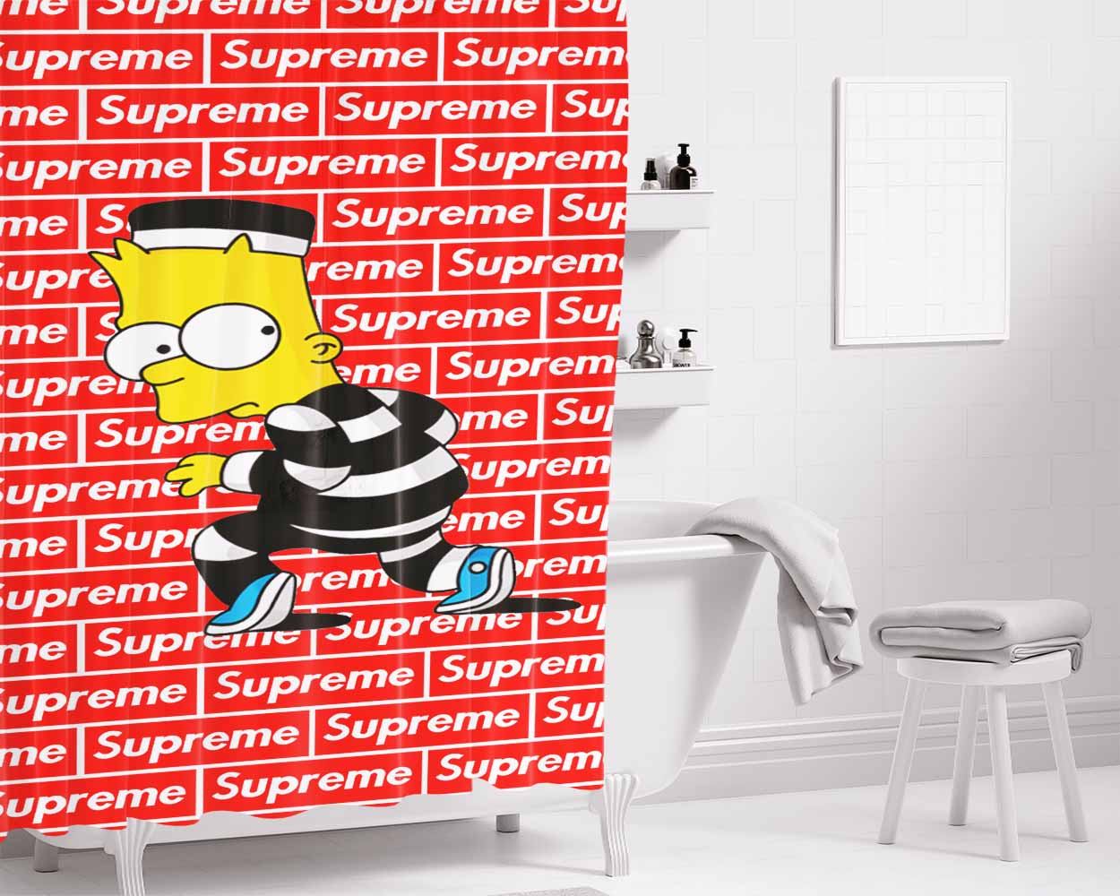 Bart Simpson Supreme Bathroom Shower Curtain Fabric Waterproof | 66 X 72 Inch