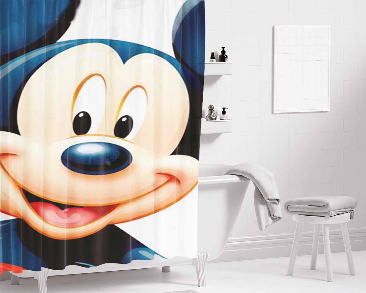 Disney Mickey Mouse Bathroom Shower Curtain Fabric Waterproof | 66 X 72 Inch