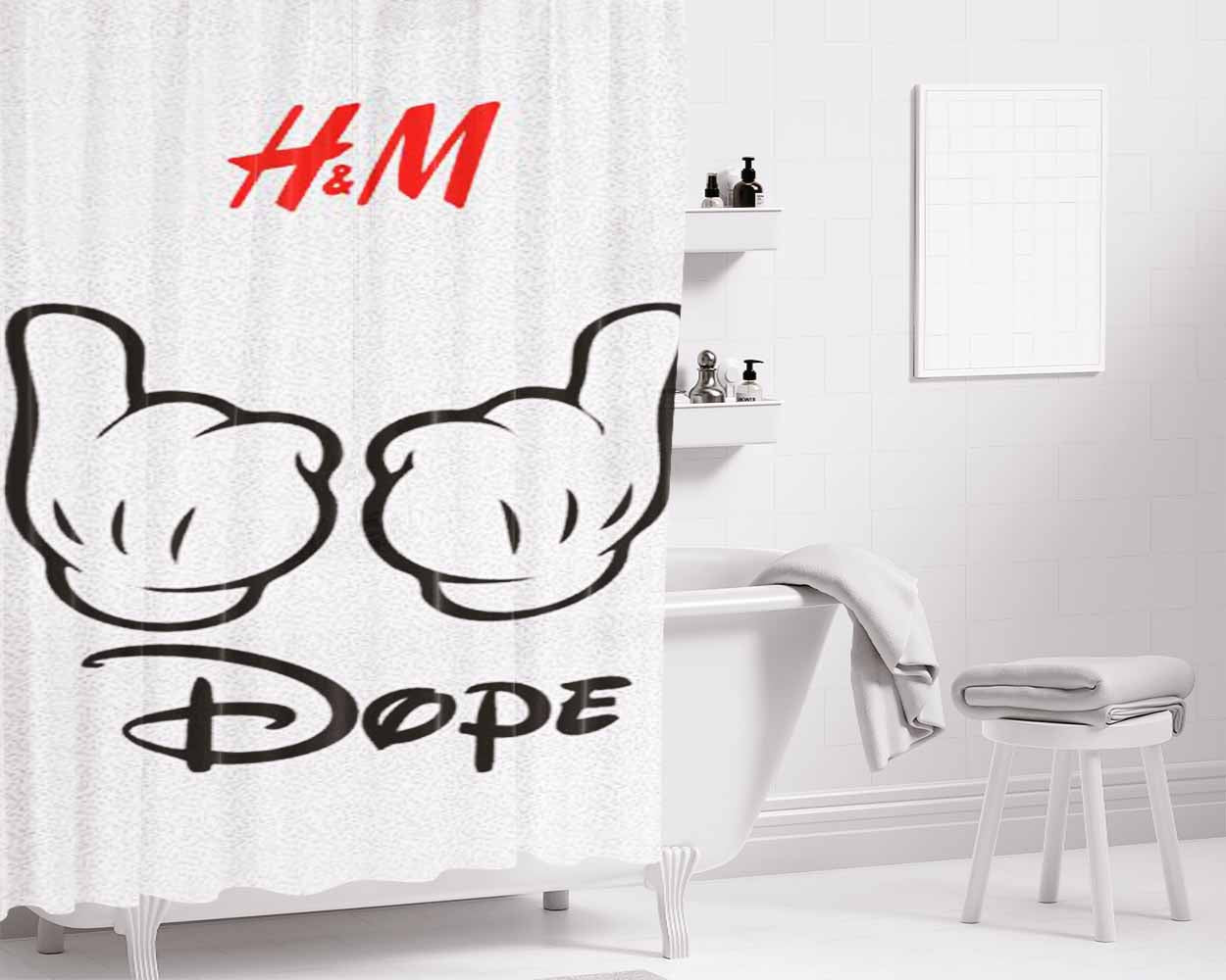 Dope Mickey Mouse H&M Bathroom Shower Curtain Fabric Waterproof | 66 X 72 Inch