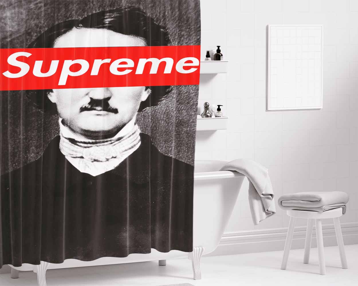 Edgar Allan Poe Supreme Bathroom Shower Curtain Fabric Waterproof | 66 X 72 Inch