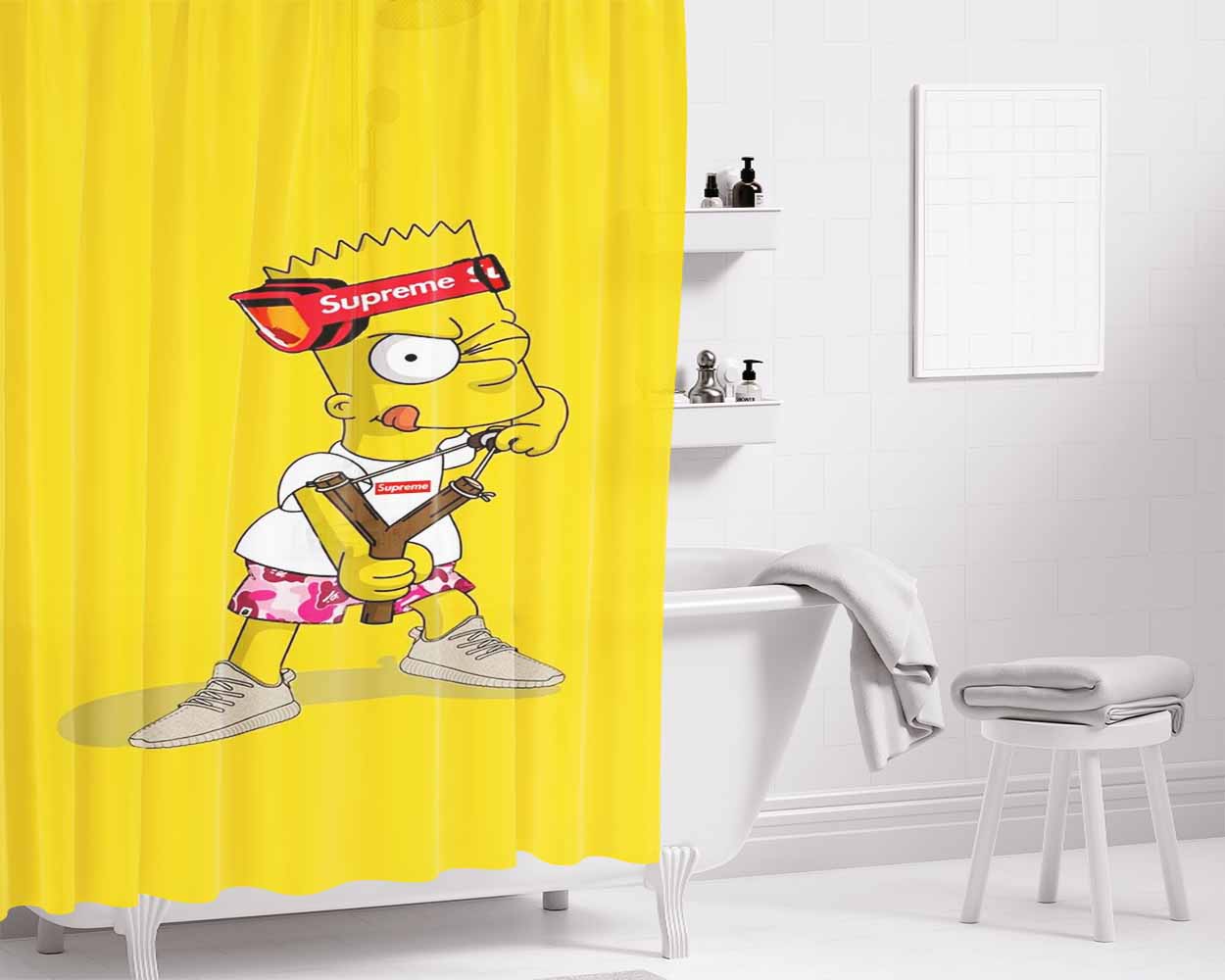 Explore Bart Simpson Supreme Bathroom Shower Curtain Fabric Waterproof | 66 X 72 Inch