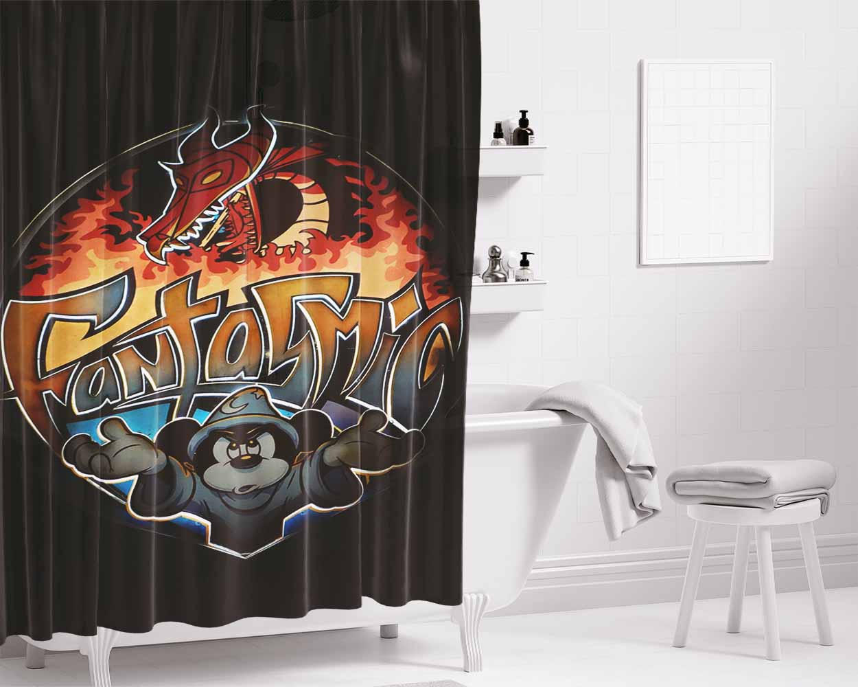 Fantasmic Mickey Mouse Disneyland Bathroom Shower Curtain Fabric Waterproof | 66 X 72 Inch