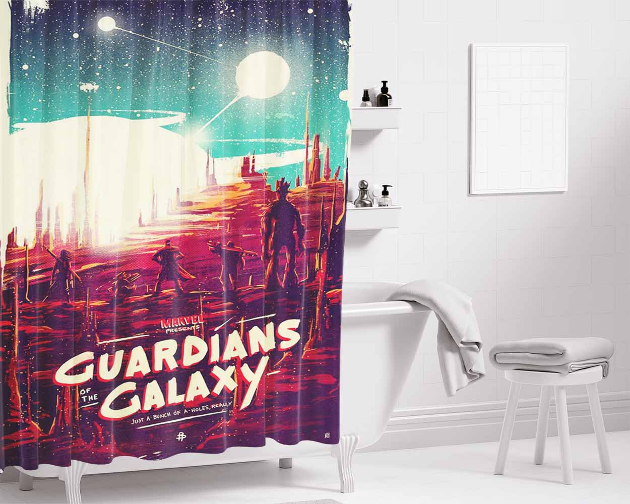 Guardians Of The Galaxy Marvel Poster Bathroom Shower Curtain Fabric Waterproof | 66 X 72 Inch