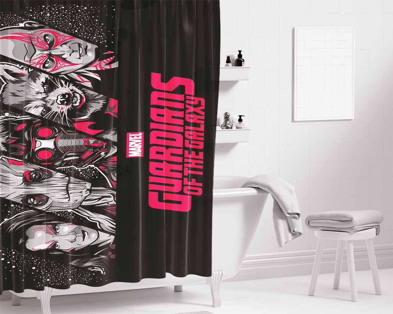 Guardians Of The Galaxy Marvel Wallpaper Bathroom Shower Curtain Fabric Waterproof | 66 X 72 Inch