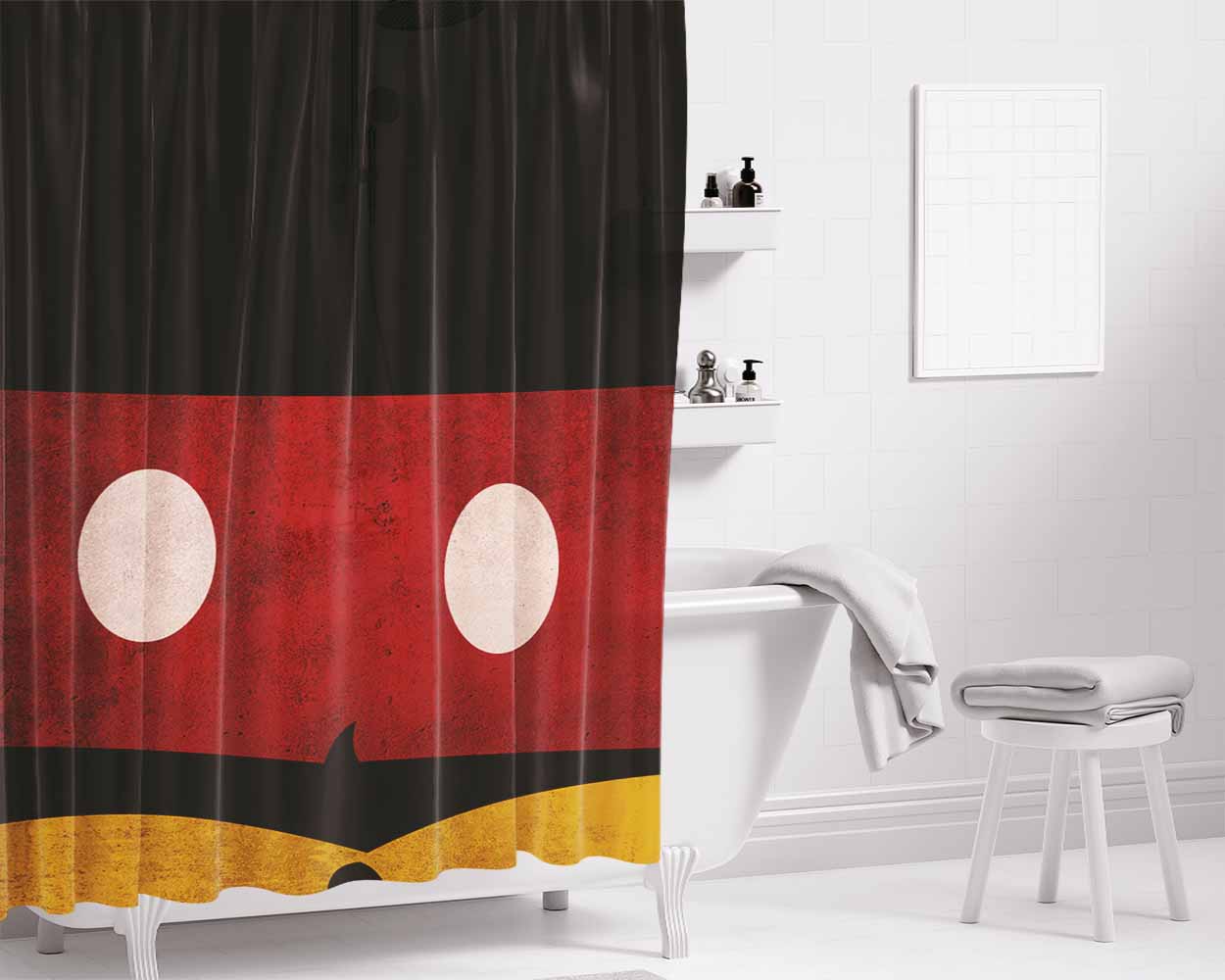 Hipster Mickey Mouse Bathroom Shower Curtain Fabric Waterproof | 66 X 72 Inch