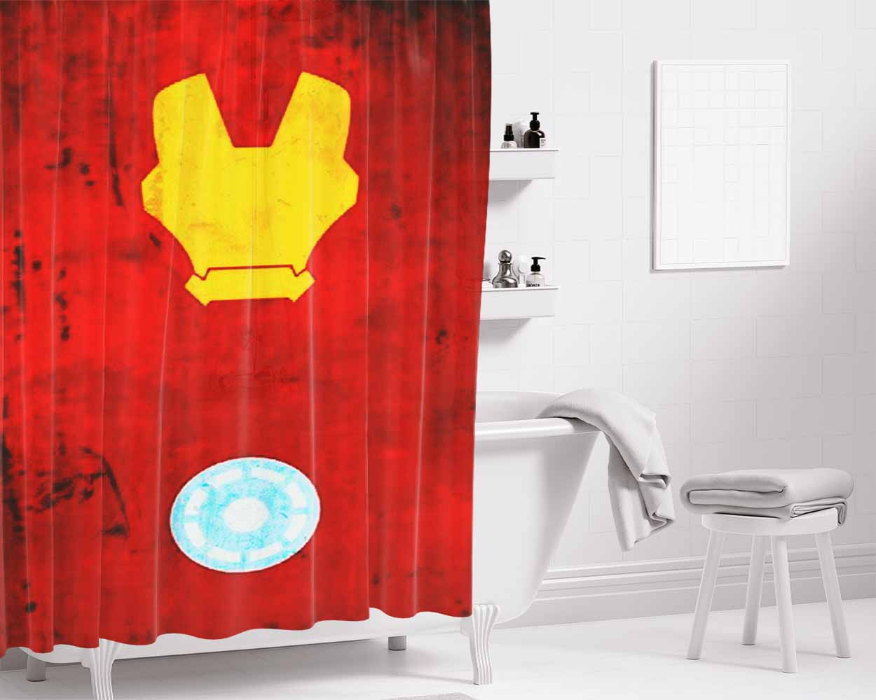 Iron Man Marvel Wall Art Bathroom Shower Curtain Fabric Waterproof | 66 X 72 Inch