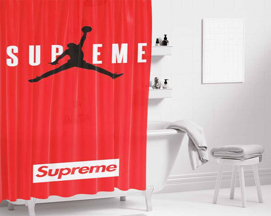 Jordan Supreme Red Bathroom Shower Curtain Fabric Waterproof | 66 X 72 Inch
