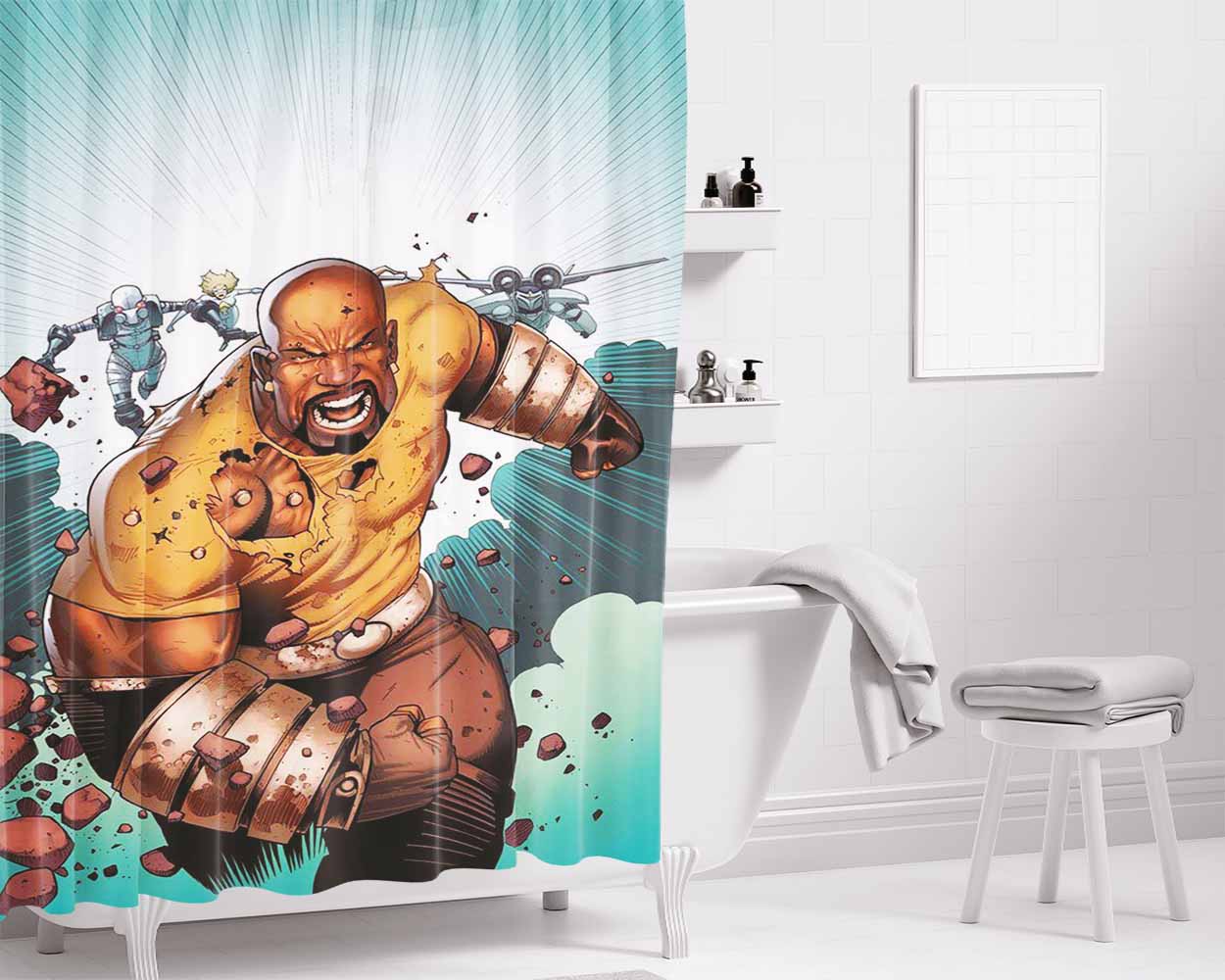 Luke Cage Marvel Comic Bathroom Shower Curtain Fabric Waterproof | 66 X 72 Inch