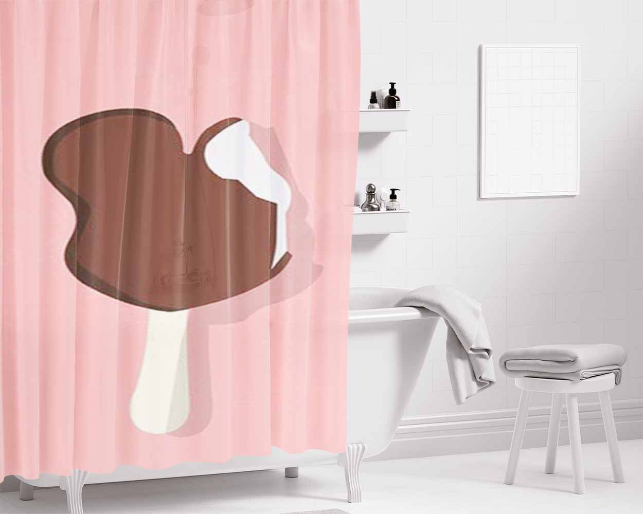 Mickey Bar Pink Bathroom Shower Curtain Fabric Waterproof | 66 X 72 Inch