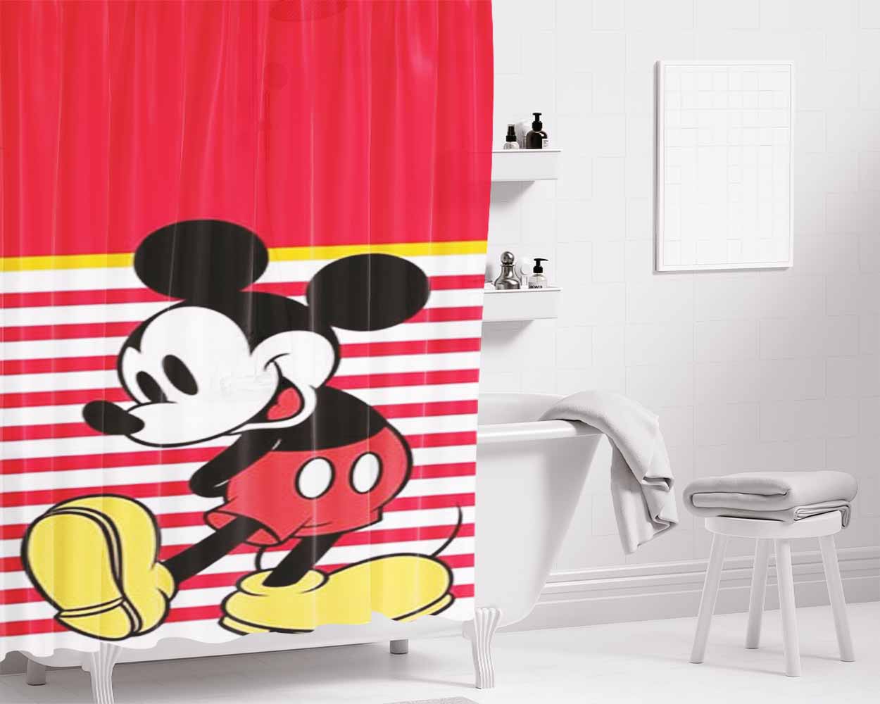 Mickey Mouse Classic Bathroom Shower Curtain Fabric Waterproof | 66 X 72 Inch