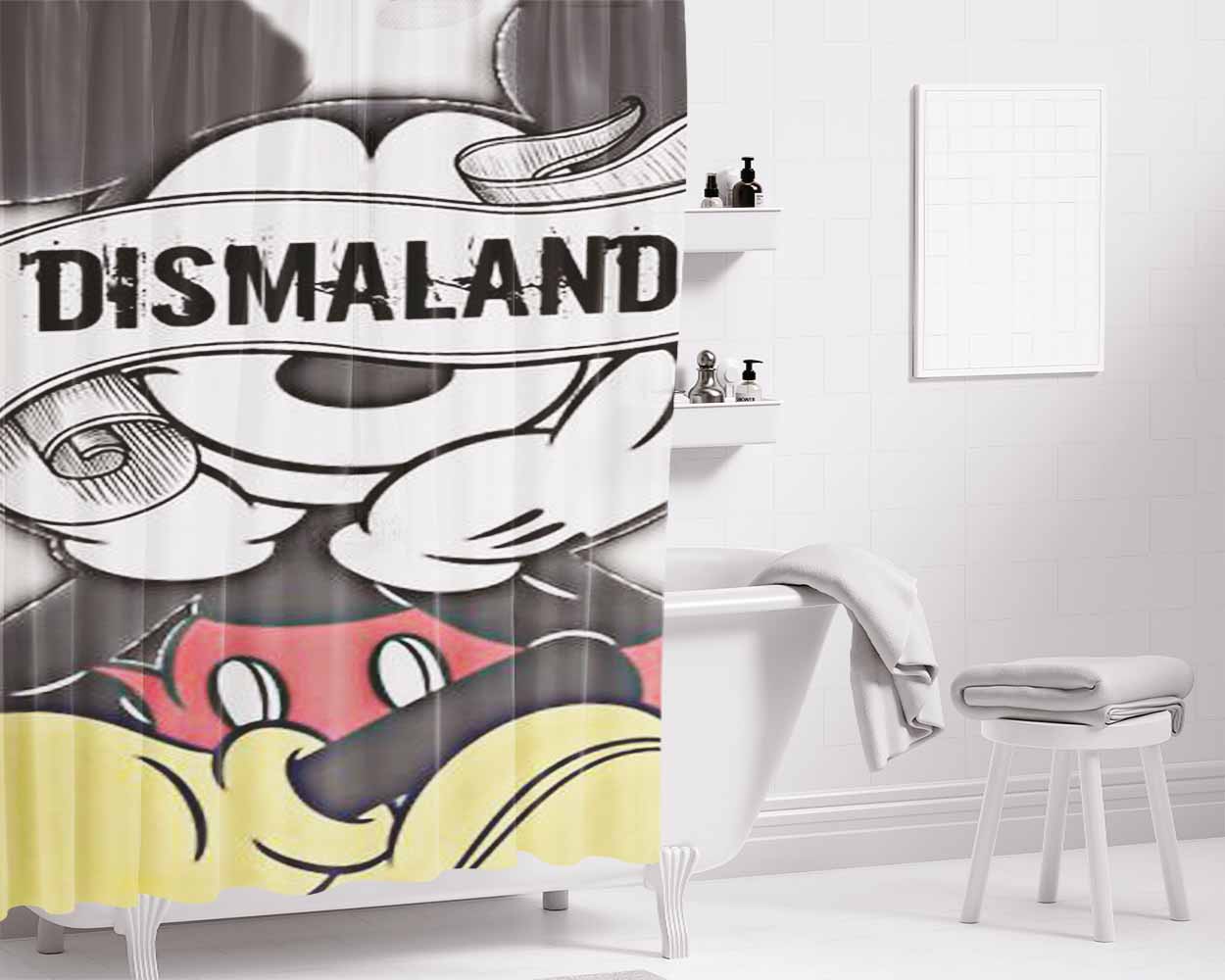 Mickey Mouse Dismaland Bathroom Shower Curtain Fabric Waterproof | 66 X 72 Inch