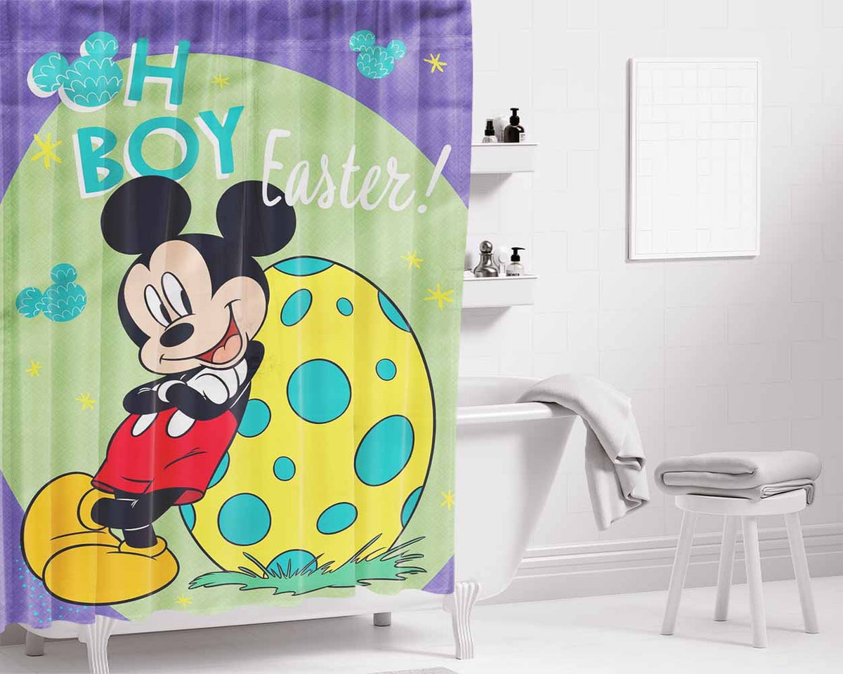 Mickey Mouse Easter Bathroom Shower Curtain Fabric Waterproof | 66 X 72 Inch