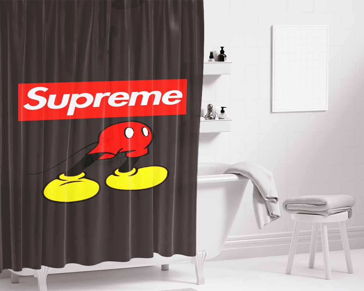 Mickey Supreme Bathroom Shower Curtain Fabric Waterproof | 66 X 72 Inch