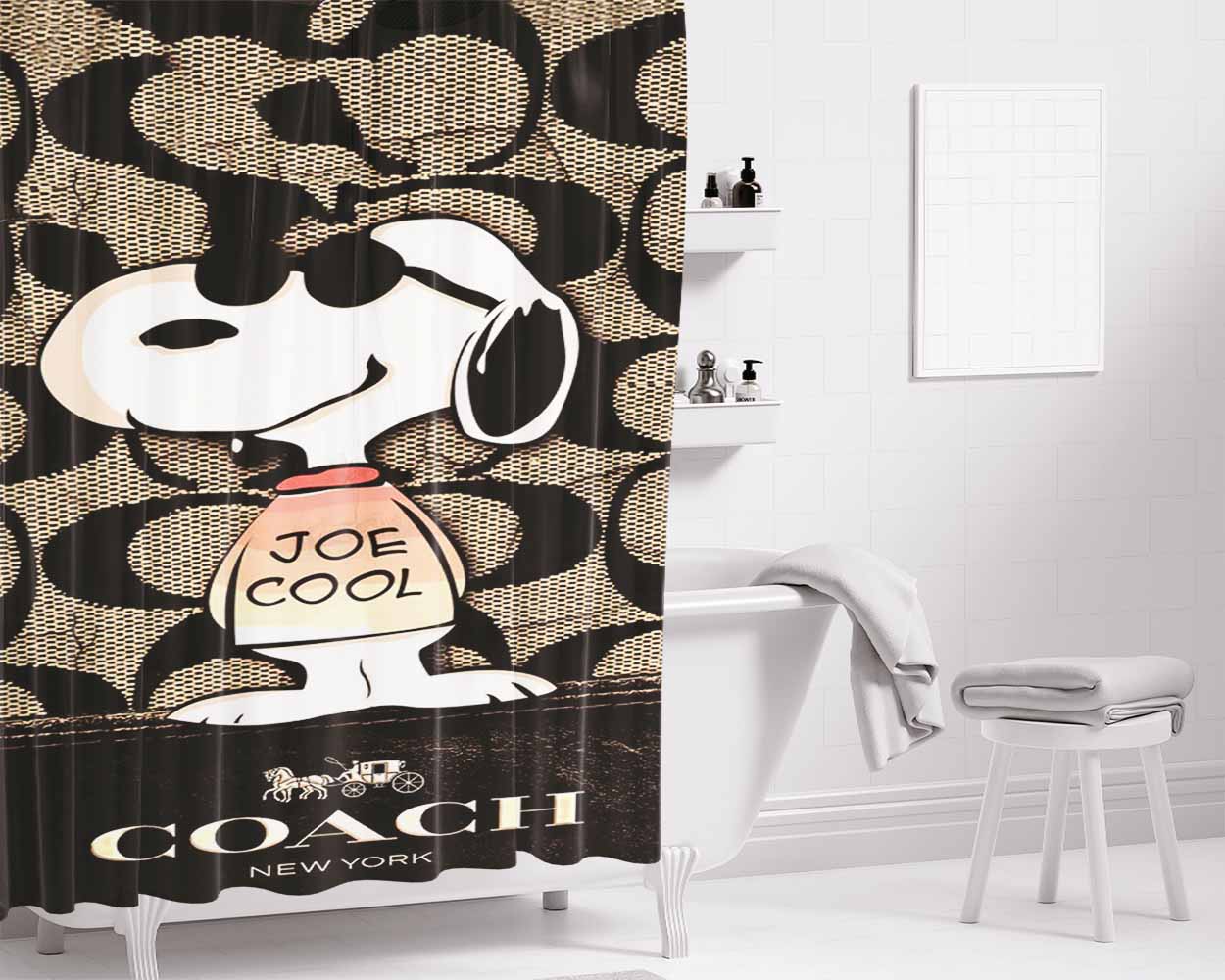 Nice Coach Snoopy Bathroom Shower Curtain Fabric Waterproof | 66 X 72 Inch