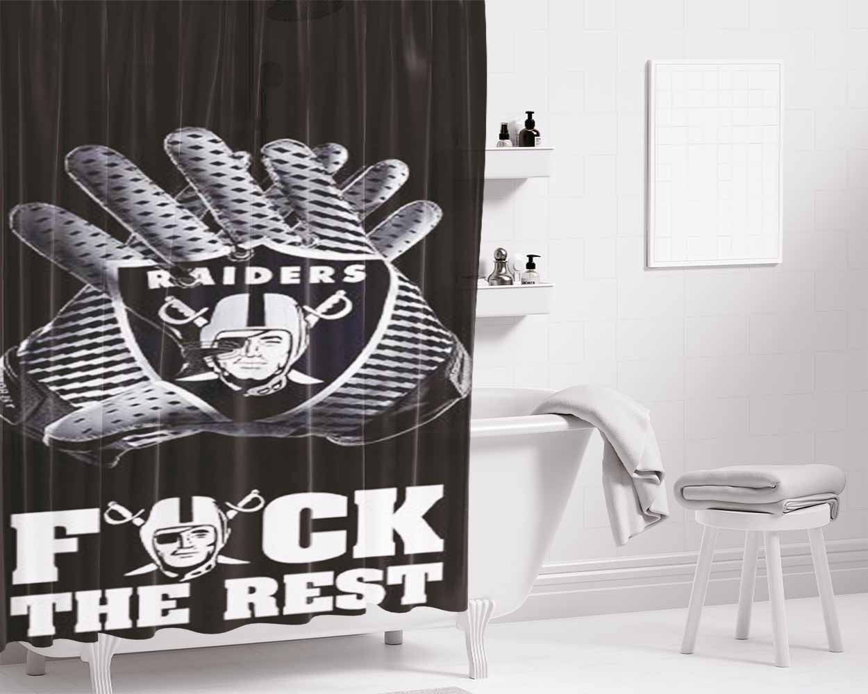 Oakland Raiders The Rest Bathroom Shower Curtain Fabric Waterproof | 66 X 72 Inch