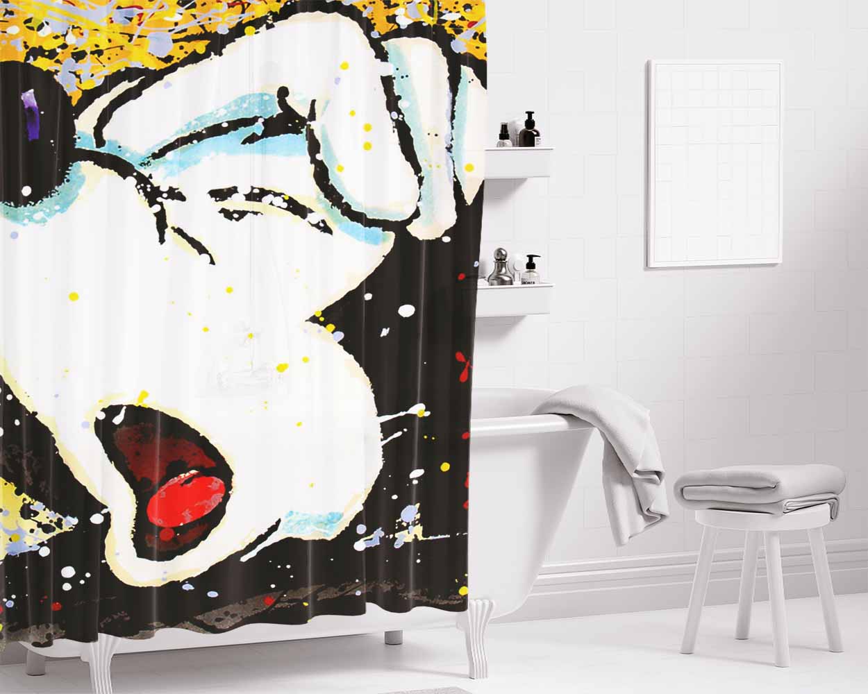 Oh No Disney Mickey Bathroom Shower Curtain Fabric Waterproof | 66 X 72 Inch