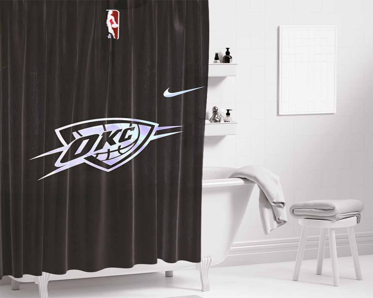 Oklahoma City Thunder Okc Nba 987 Bathroom Shower Curtain Fabric Waterproof | 66 X 72 Inch