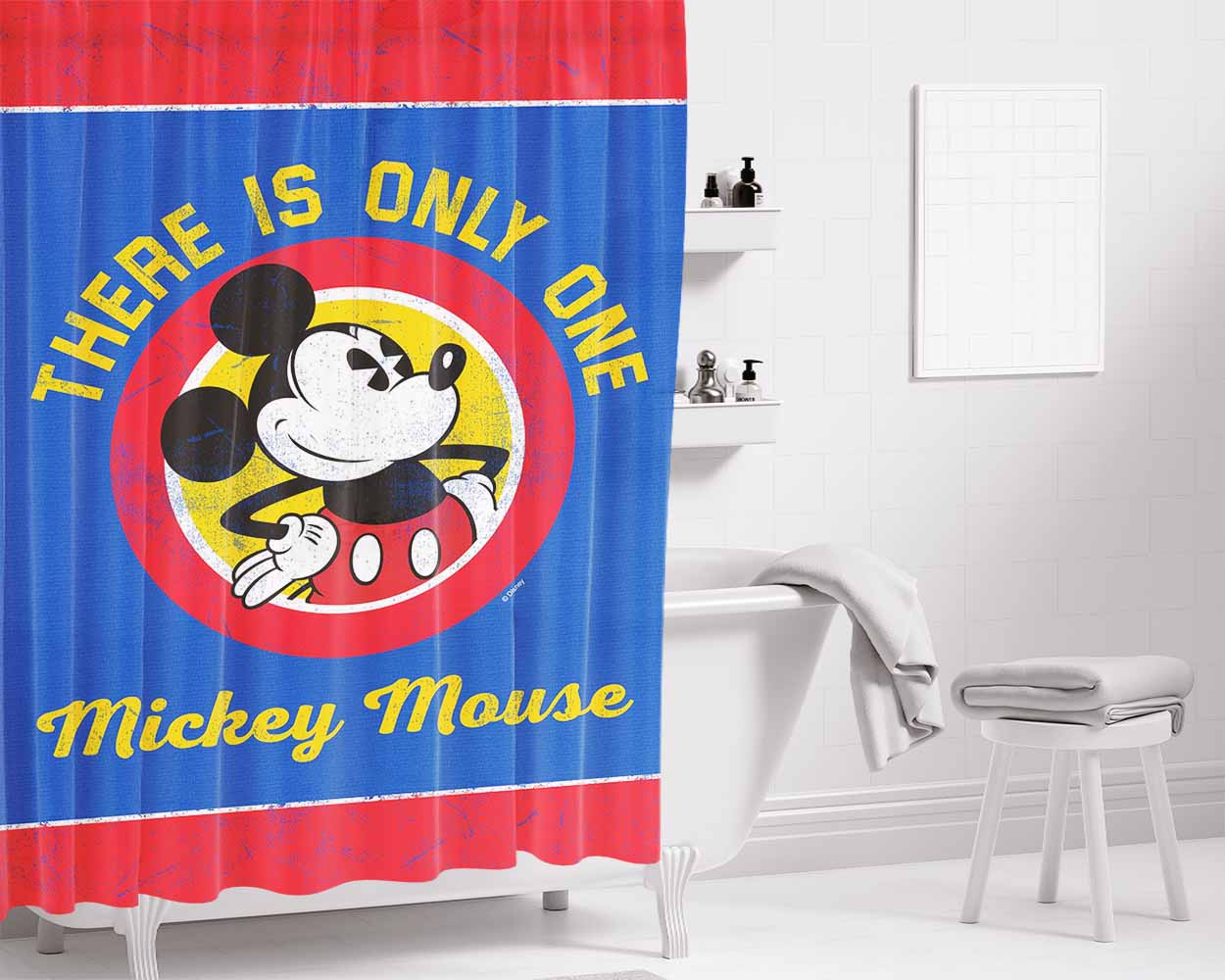 One And Only Mickey Bathroom Shower Curtain Fabric Waterproof | 66 X 72 Inch