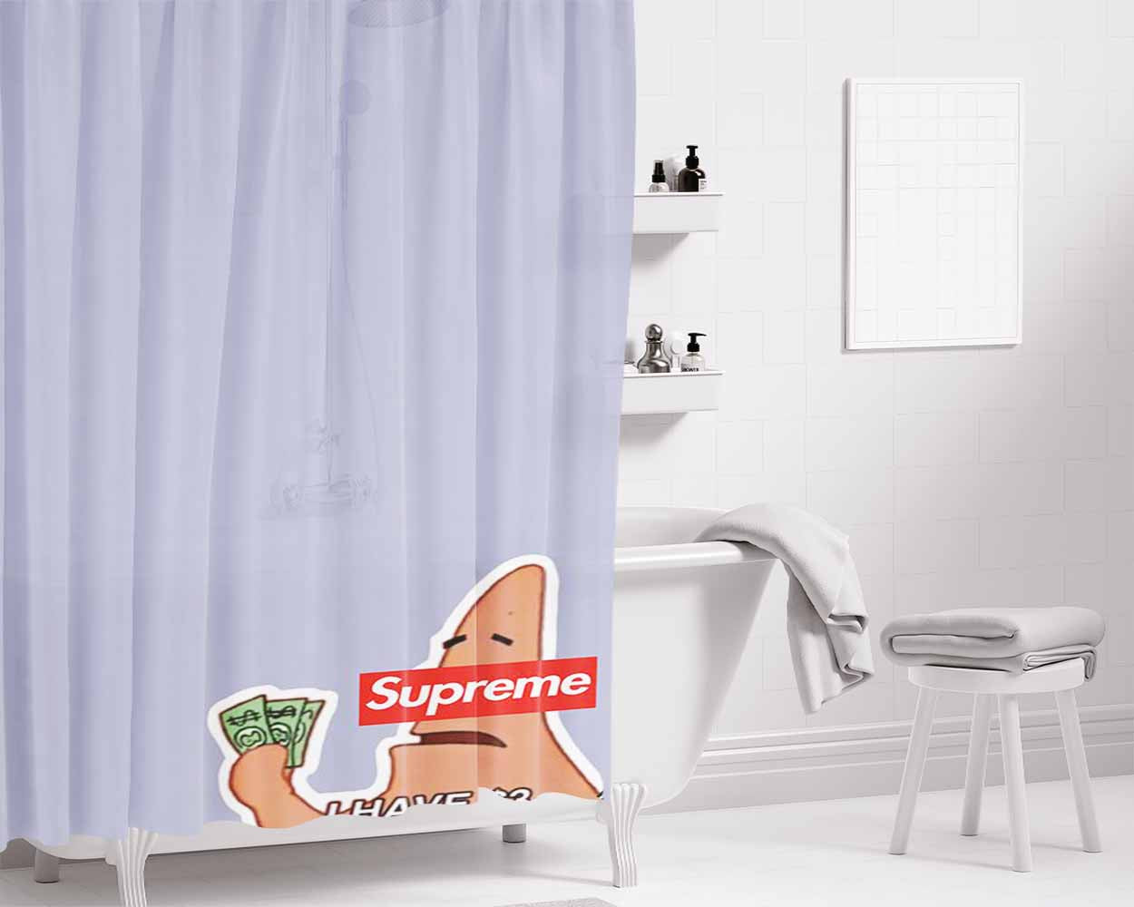 Patrick Supreme $3 Bathroom Shower Curtain Fabric Waterproof | 66 X 72 Inch