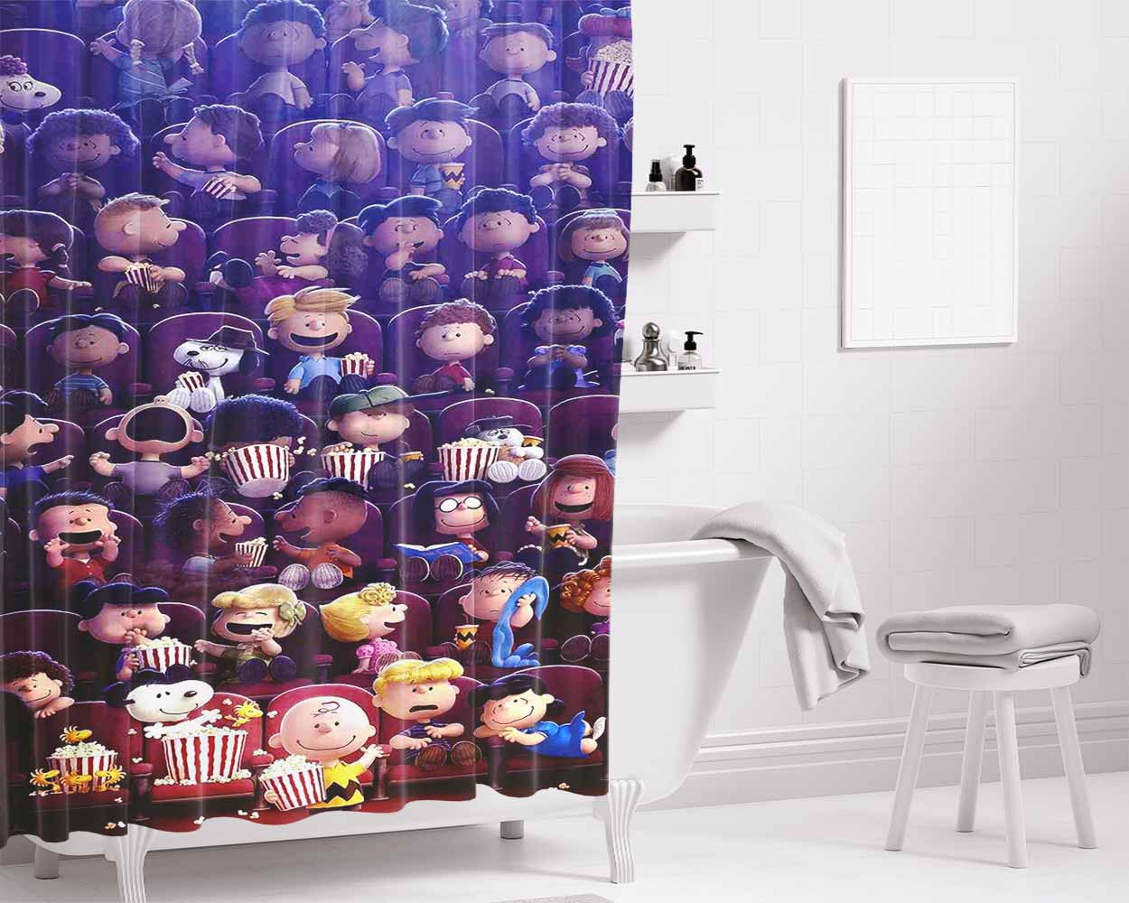 Peanuts Movie 2015 Poster Bathroom Shower Curtain Fabric Waterproof | 66 X 72 Inch