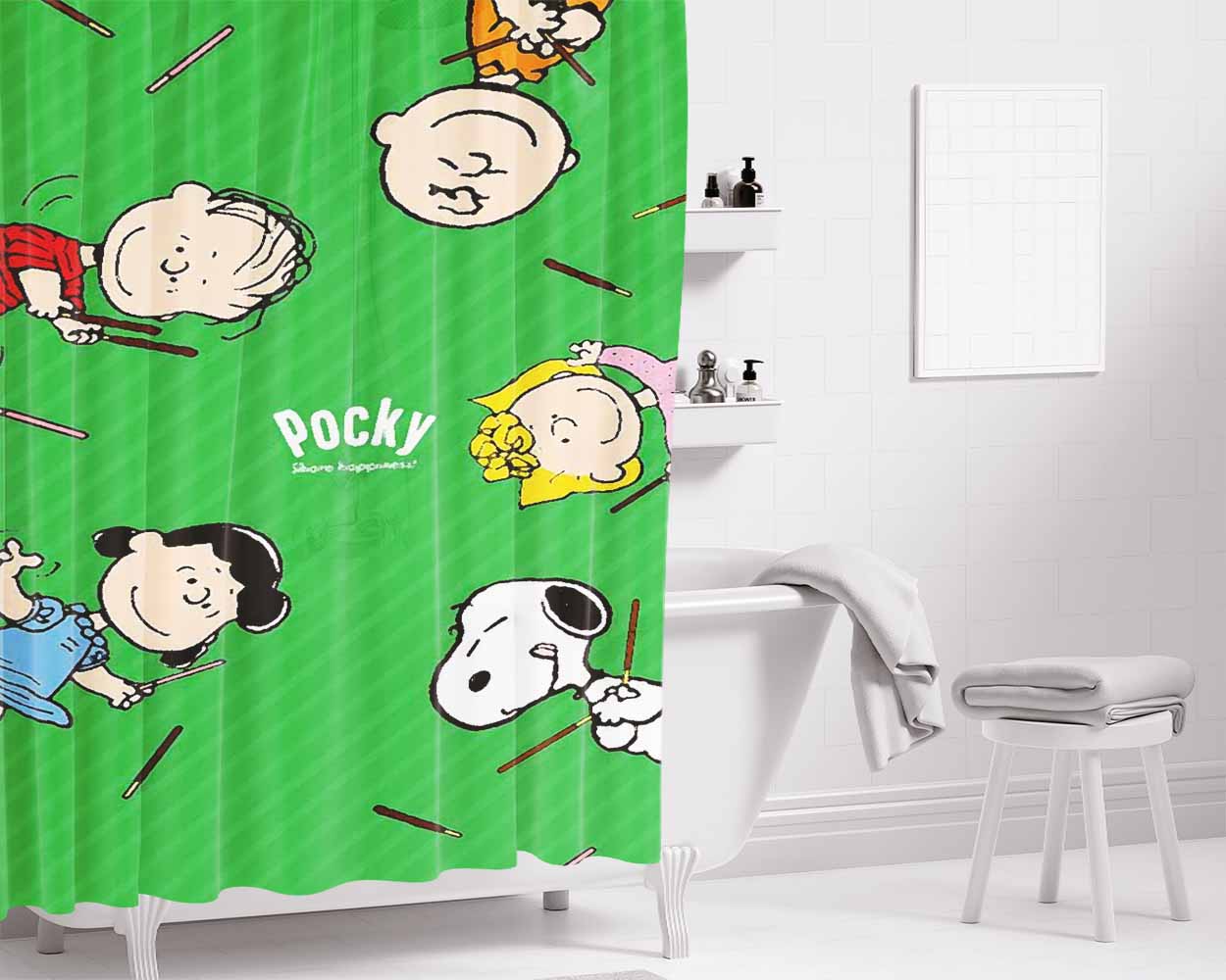 Peanuts Movie Pocky Bathroom Shower Curtain Fabric Waterproof | 66 X 72 Inch