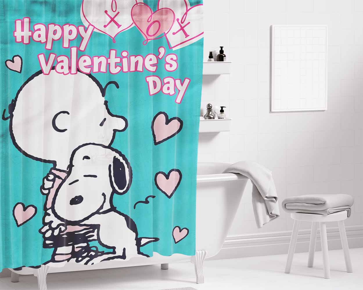 Peanuts Snoopy Charlie Brown Bathroom Shower Curtain Fabric Waterproof | 66 X 72 Inch