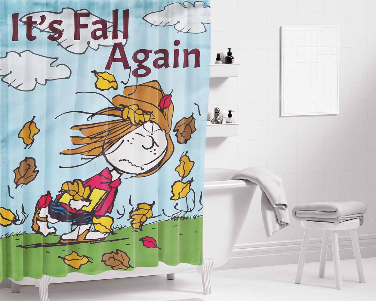 Peppermint Patty Peanuts Fall Bathroom Shower Curtain Fabric Waterproof | 66 X 72 Inch