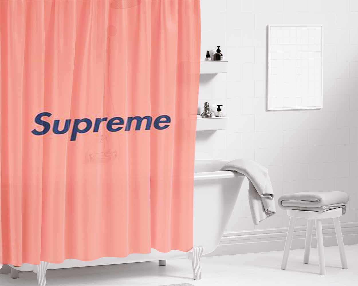 Pink Supreme Bathroom Shower Curtain Fabric Waterproof | 66 X 72 Inch