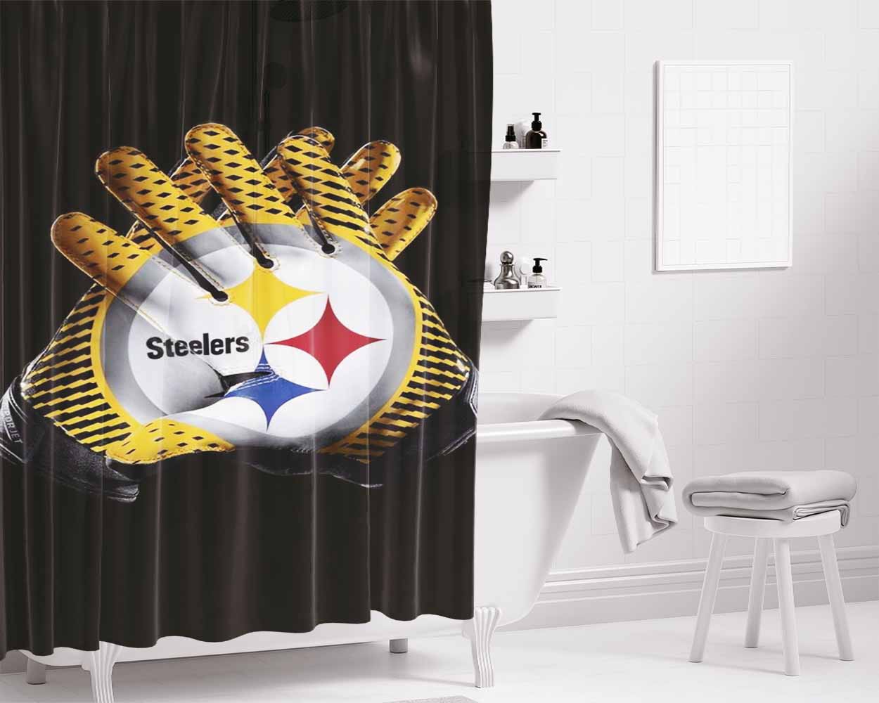 Pittsburgh Steelers 1933 Bathroom Shower Curtain Fabric Waterproof | 66 X 72 Inch