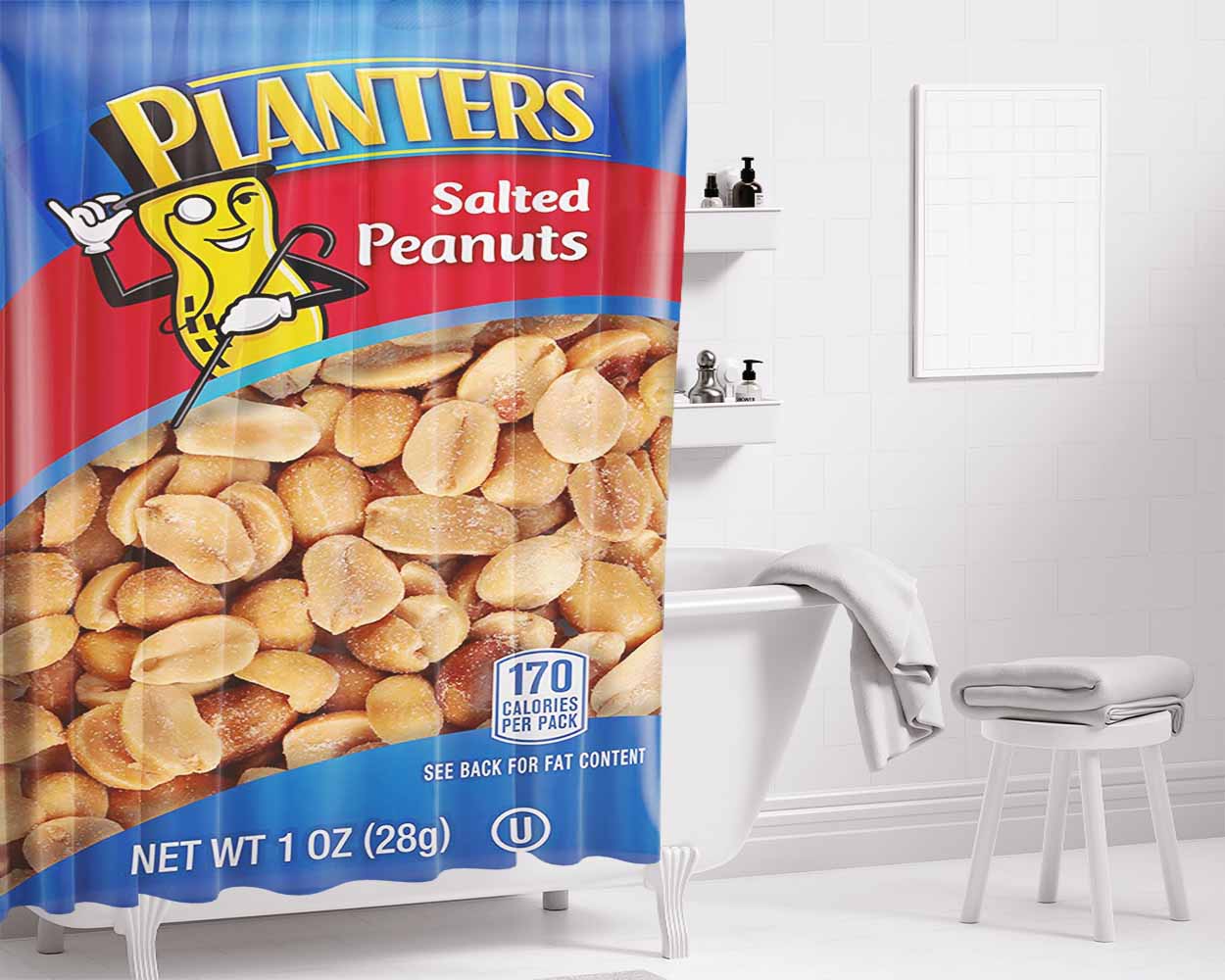 Planters Salted Mr Peanuts Bathroom Shower Curtain Fabric Waterproof | 66 X 72 Inch
