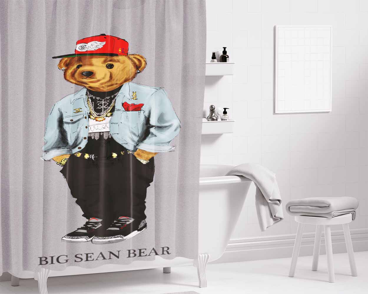 Polo Big Sean Bear Bathroom Shower Curtain Fabric Waterproof | 66 X 72 Inch