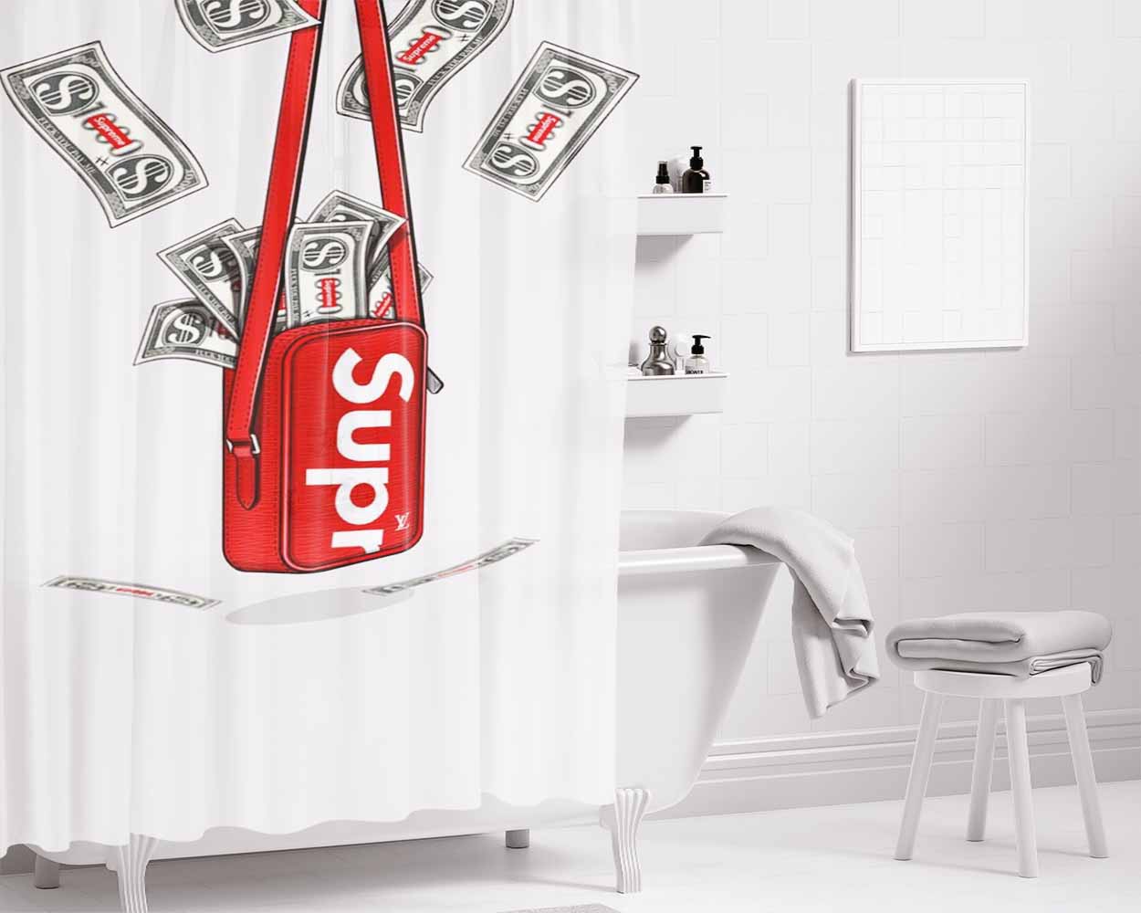 Shoulder Bag Supreme Louis Vuitton Bathroom Shower Curtain Fabric Waterproof | 66 X 72 Inch