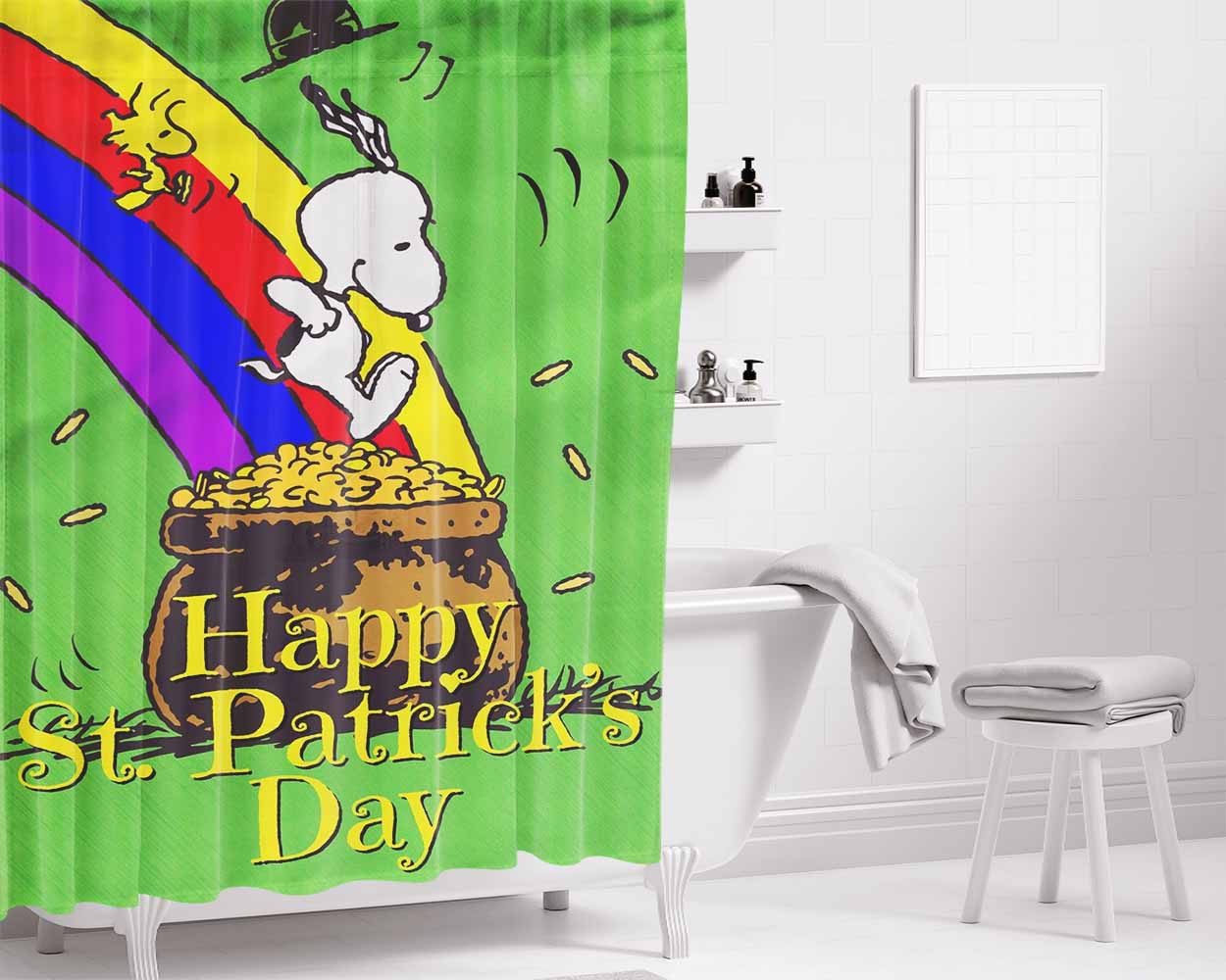 Snoopy And Woodstock Halloween Bathroom Shower Curtain Fabric Waterproof | 66 X 72 Inch