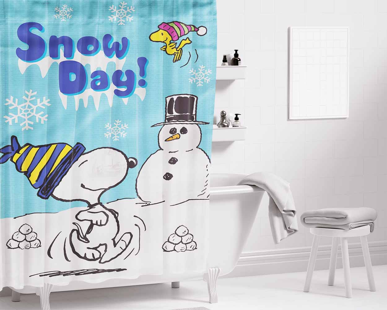 Snoopy And Woodstock Summer Bathroom Shower Curtain Fabric Waterproof | 66 X 72 Inch