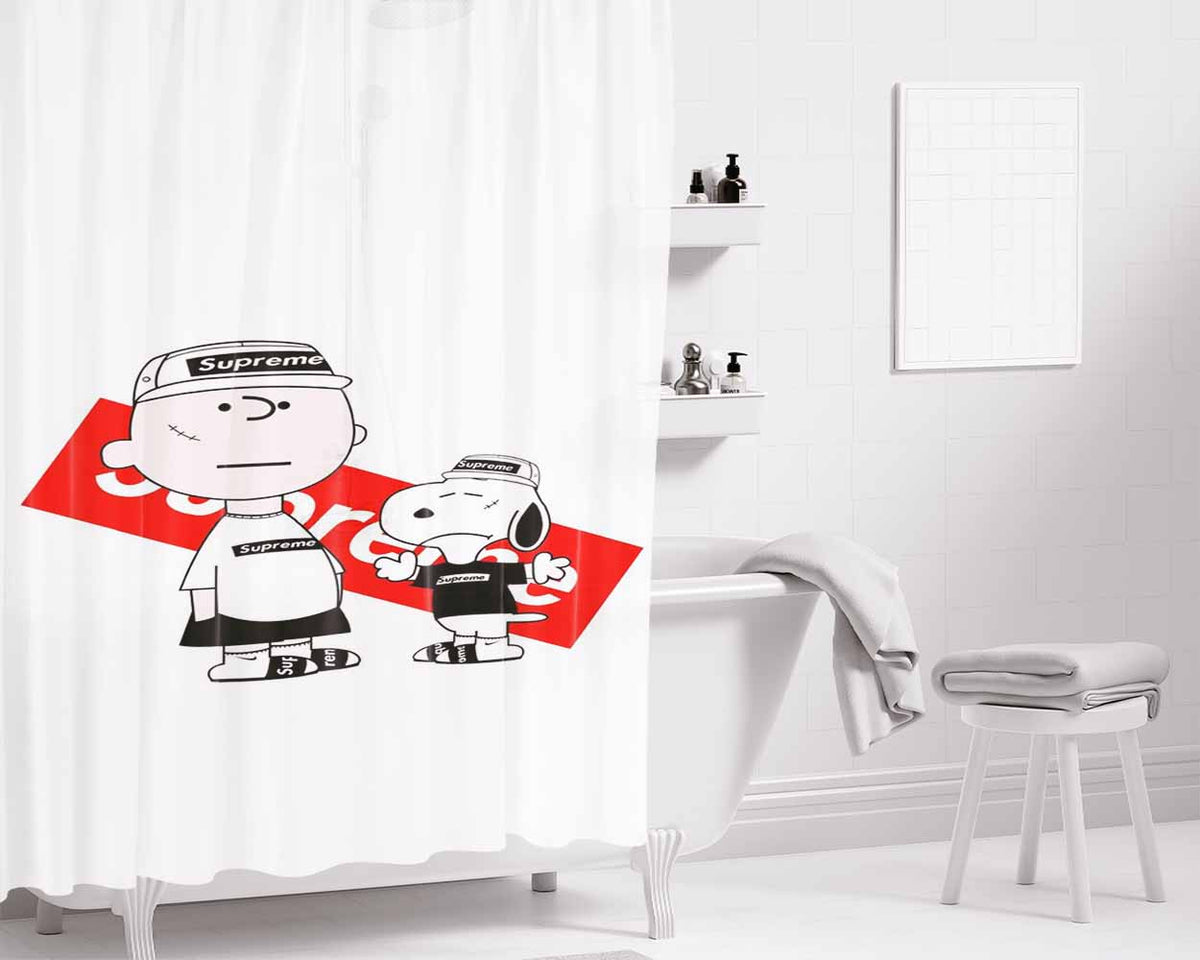 Snoopy Back To School Bathroom Shower Curtain Fabric Waterproof | 66 X 72 Inch