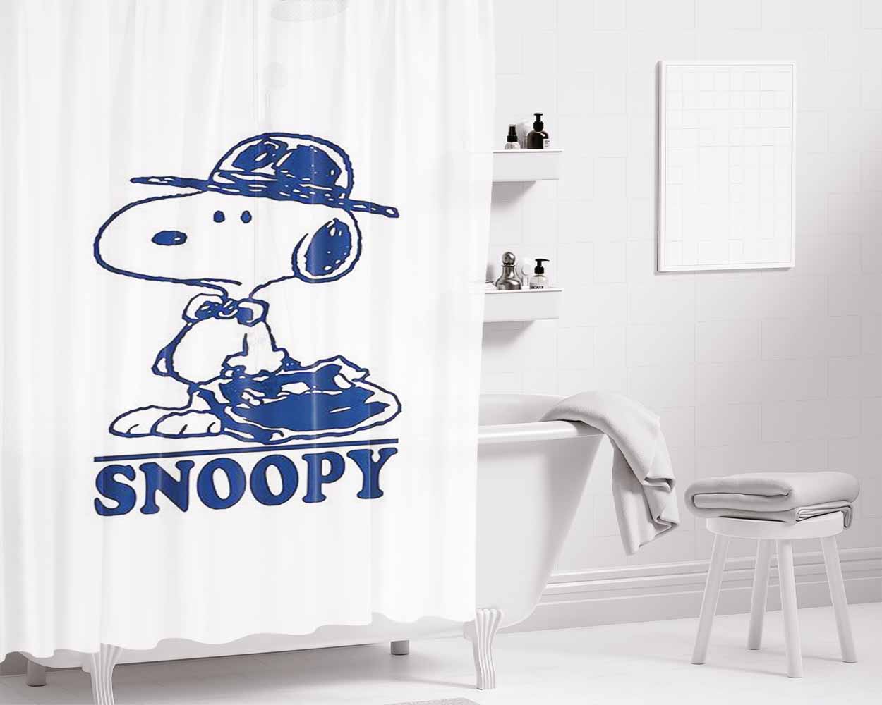 Snoopy Birthday Bathroom Shower Curtain Fabric Waterproof | 66 X 72 Inch