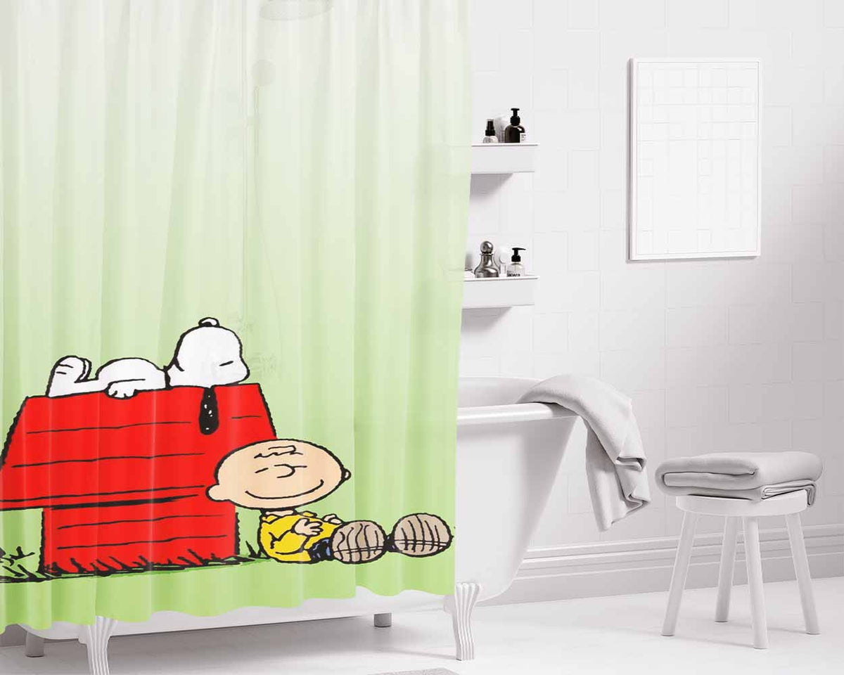 Snoopy Charlie Brown Welcome Fall Bathroom Shower Curtain Fabric Waterproof | 66 X 72 Inch