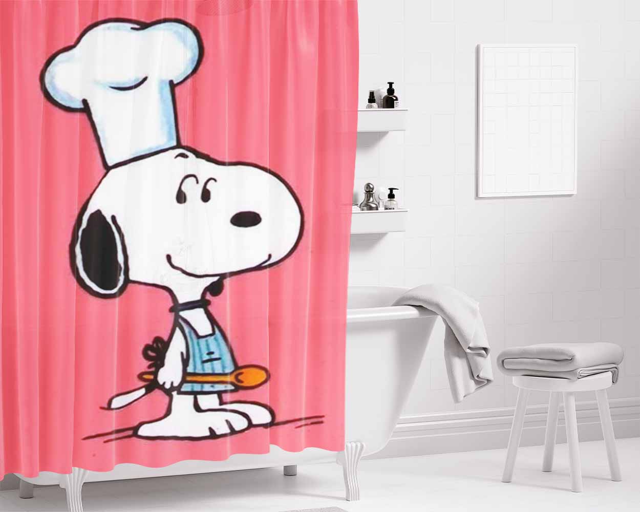 Snoopy Commes Des Garcons Bathroom Shower Curtain Fabric Waterproof | 66 X 72 Inch