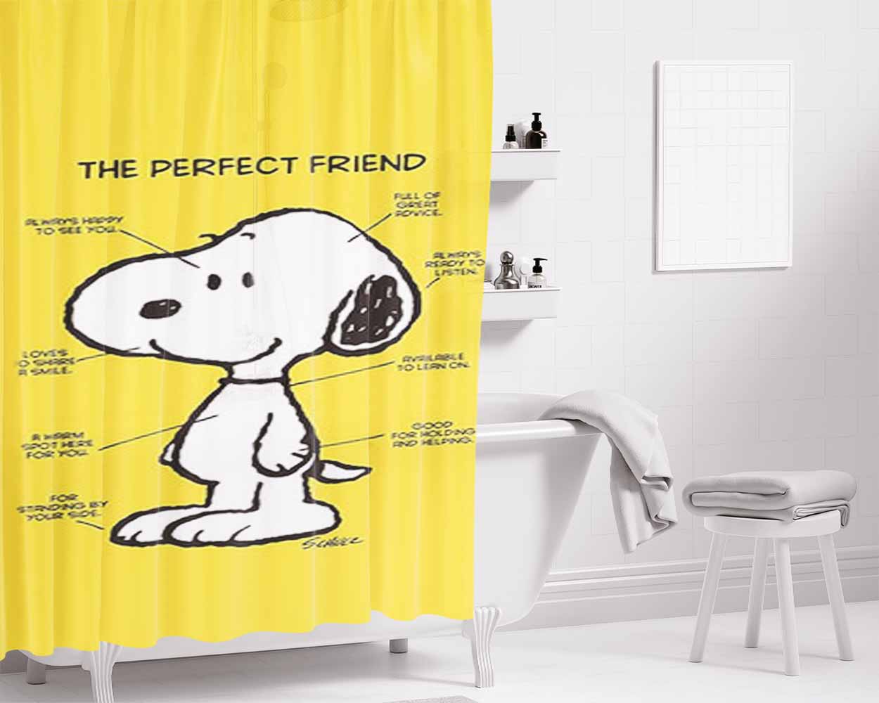Snoopy Cute Halloween Bathroom Shower Curtain Fabric Waterproof | 66 X 72 Inch