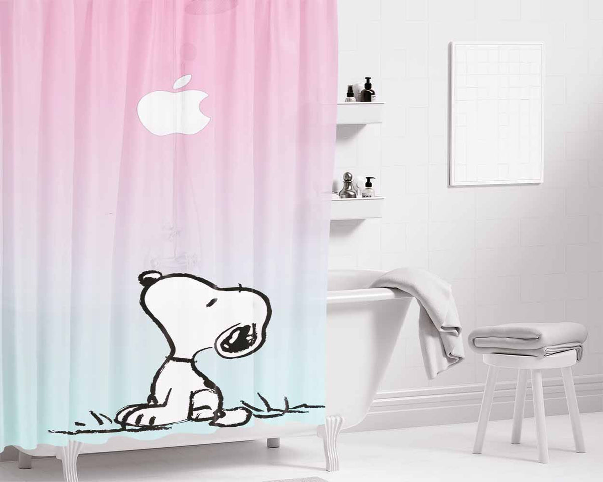 Snoopy Fishing Bathroom Shower Curtain Fabric Waterproof | 66 X 72 Inch