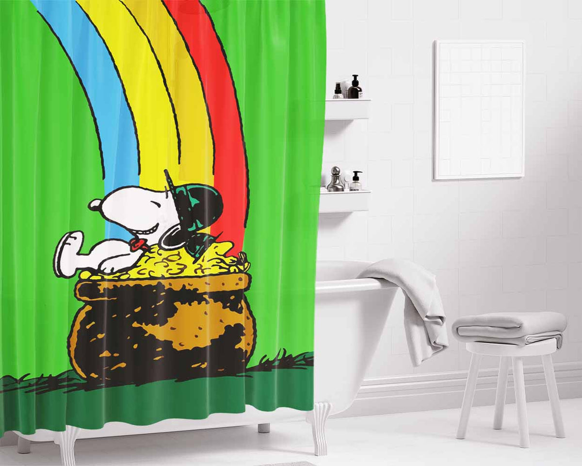 Snoopy Graduation Bathroom Shower Curtain Fabric Waterproof | 66 X 72 Inch