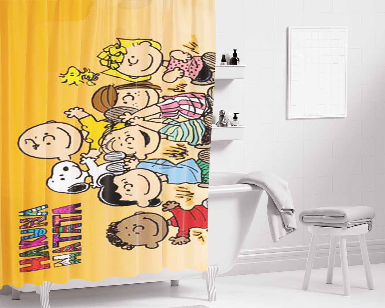 Snoopy Green Rainbow St Patricks Day Bathroom Shower Curtain Fabric Waterproof | 66 X 72 Inch