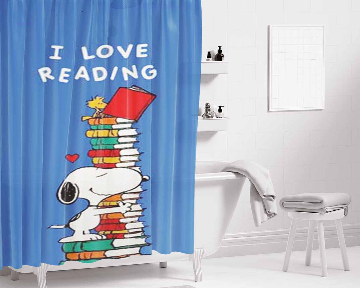 Snoopy Hug Bathroom Shower Curtain Fabric Waterproof | 66 X 72 Inch