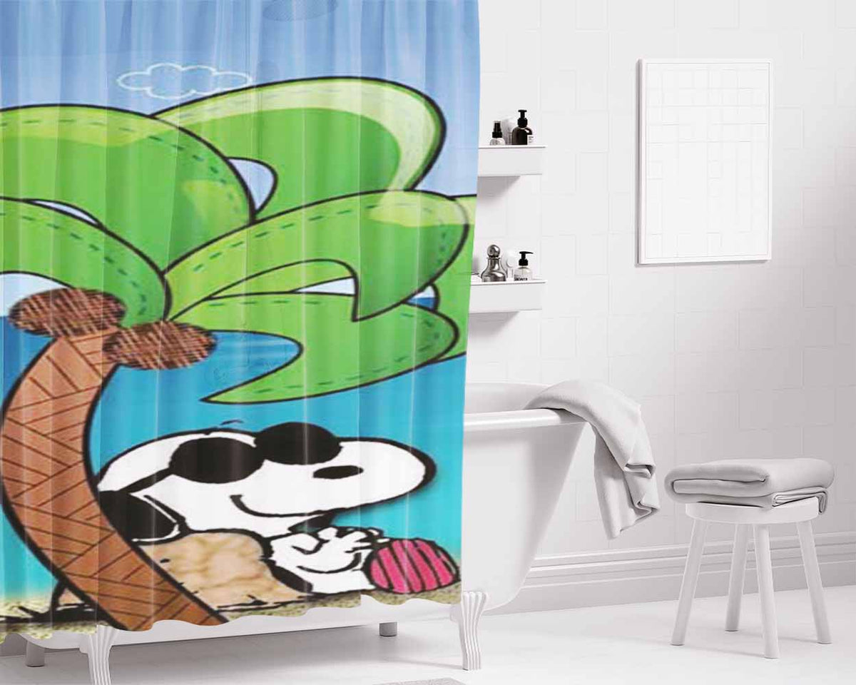 Snoopy The Game Of Bones Bathroom Shower Curtain Fabric Waterproof | 66 X 72 Inch