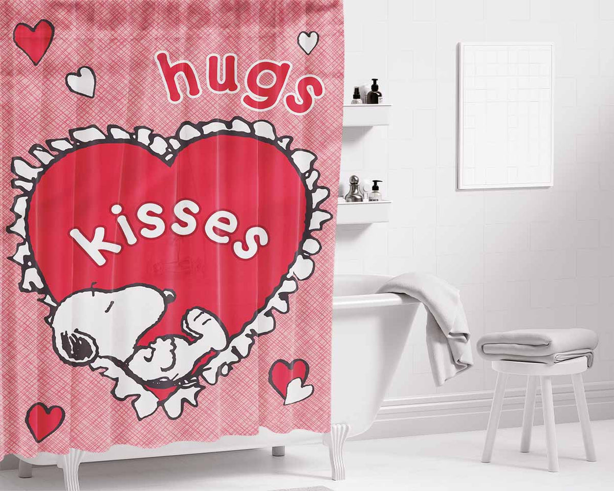 Snoopy Under Palm Tree Bathroom Shower Curtain Fabric Waterproof | 66 X 72 Inch