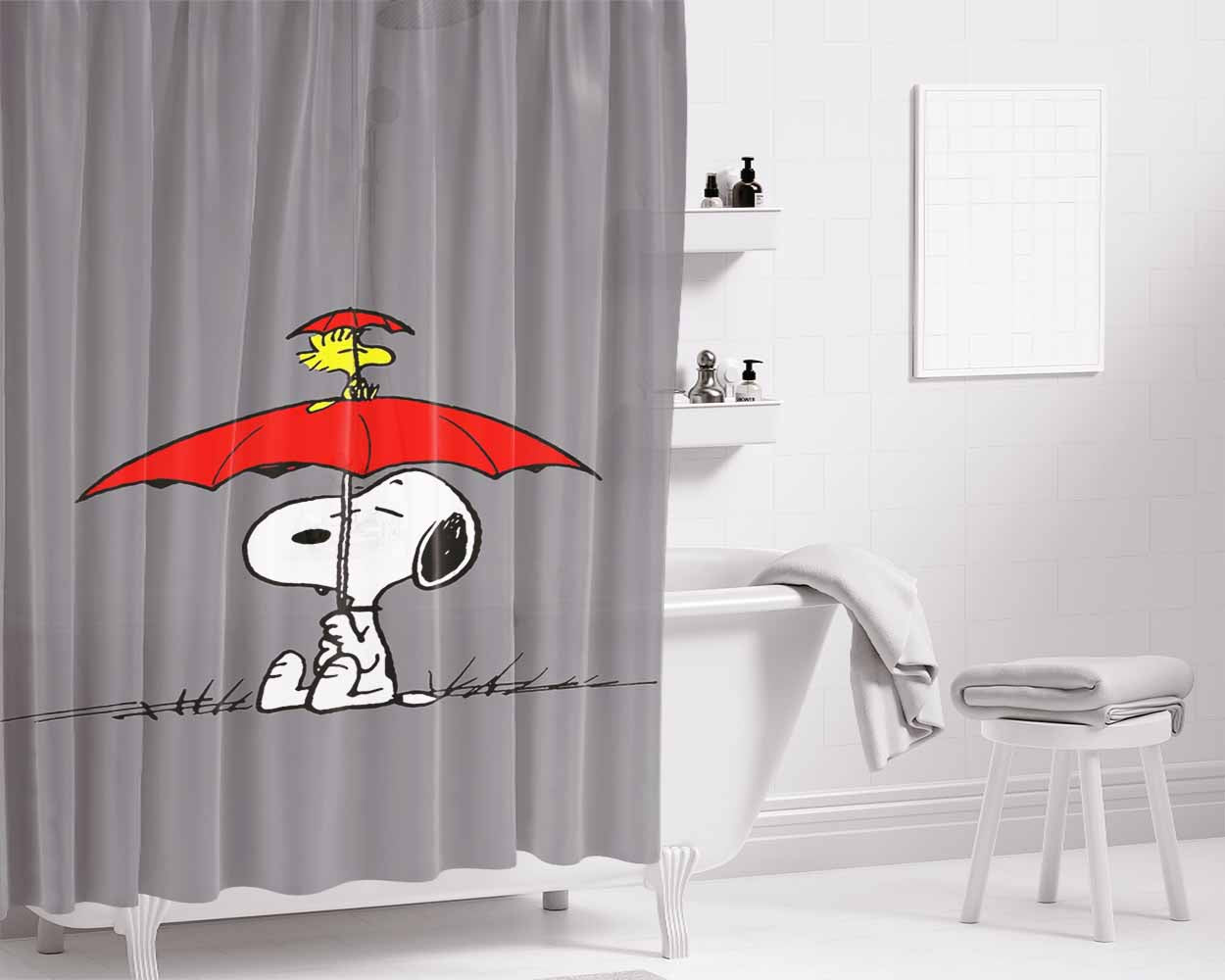 Snoopy Woodstock Spring Bathroom Shower Curtain Fabric Waterproof | 66 X 72 Inch